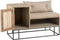 J-Line Ingang Geweven Riet bank - hout & metaal - naturel & beige - woonaccessoires