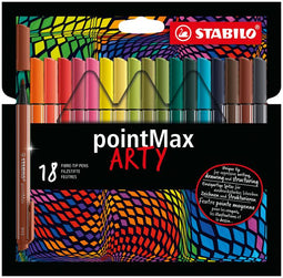 STABILO pointMax - Hardtip Fineliner - Large 0,8 mm - nylon punt - ARTY Etui Met 18 Kleuren