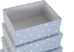 Set Van Opstapelbare Opbergboxen Dkd Home Decor Wit Hemelsblauw Kinderen Karton (43,5 X 33,5 X 15,5 Cm)