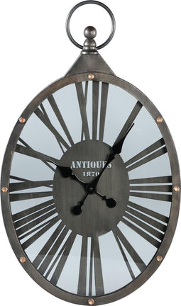 PTMD Devan zwarte metalen klok hangend rond maat in cm: 49 x 18 x 76 - Zwart