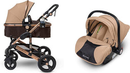 Mio Amore Bologna - 3-in-1 Kinderwagen incl. Autostoel - Luxueus Italiaans Design - Goudkleurig