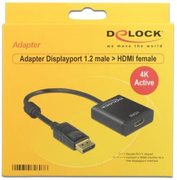 Delock 62607 - DisplayPort naar HDMI actieve adapter - 4K 30Hz - Zwart