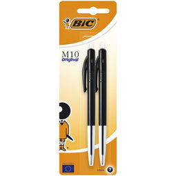 Balpen Bic M10 zwart medium blister à 2st | 20 stuks