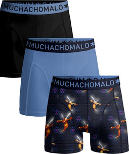 Muchachomalo Heren Boxershorts - 3-Pack - Normale Lengte - XL - Print/Blauw/Zwart (3-pack)