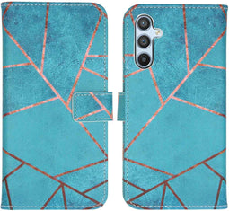 iMoshion Hoesje Geschikt voor Samsung Galaxy A34 (5G) Hoesje Met Pasjeshouder - iMoshion Design Softcase Bookcase - Blauw / Blue Graphic