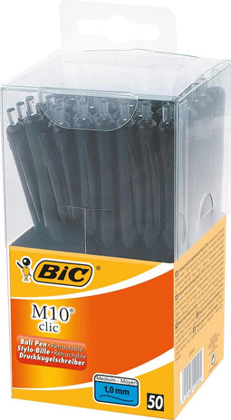Balpen Bic M10 Tubo 50 zwart medium | 50 stuks