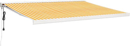 vidaXL - Luifel - uittrekbaar - 4x3 - m - stof - en - aluminium - geel - en - wit