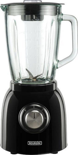 Bourgini Nostalgic Blender Black 1.5L - Glazen kan - Zwart - Ijscrusher - Mixer - 600 Watt