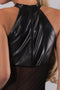 Guilty Pleasure - Wetlook halterjurkje met transparant middendeel - S