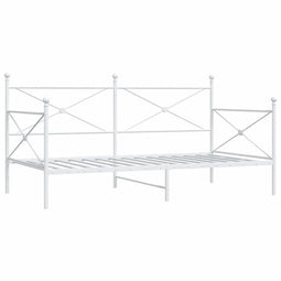 vidaXL - Slaapbank - zonder - matras - 100x190 - cm - staal - wit