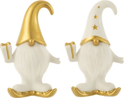 J-Line Kerstman Cadeau Vacht Dolomiet Wit/Goud Medium Assortiment Van 2