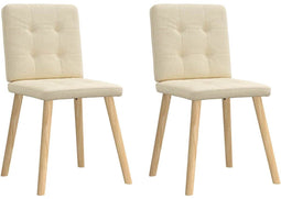 vidaXL - Eetkamerstoelen - 2 - st - stof - crèmekleurig