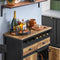 SoBuy FKW122-SCH - Keukenwagen - 2 Laden 2 Deuren Flessenhouder - Vintage Bruin 89x40x87 cm