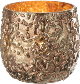 J-Line theelichthouder Geoxideerd - glas - koper - small - 3 stuks