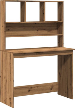 vidaXL - Bureau - met - schappen - 102x45x148 - cm - bewerkt - hout - artisanaal - eiken