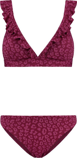 SHIWI Bobby - Dames Bikini - Leopard met ruches - Paars - maat 36