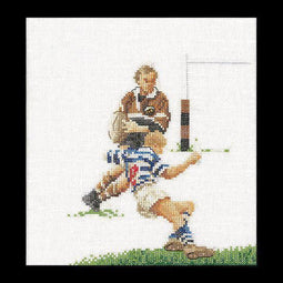Thea Gouverneur - Borduurpakket met telpatroon - 3037A - Voorgesorteerde DMC Garens - Rugby - Aida - 16 cm x 17 cm - DIY Kit