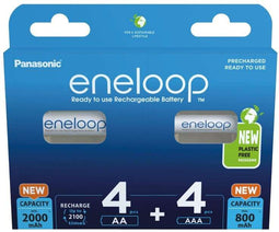 Panasonic eneloop oplaadbare batterijen - 4x AA 2000 mAh + 4x AAA mAh
