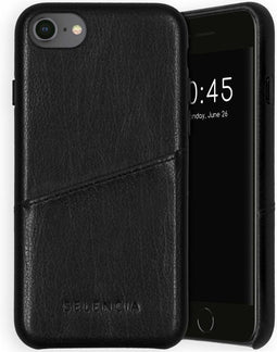 Selencia Hoesje Geschikt voor iPhone SE (2022) / SE (2020) / 8 / 7 / 6s / 6 Hoesje Met Pasjeshouder - Selencia Vayu Vegan Lederen Backcover - Zwart