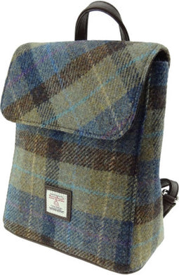 Rugzak Tummel Beige Blauw - Mini - 26x21x12 - Harris Tweed - Glen Appin of Scotland