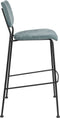 Zuiver Benson Barkruk - Zithoogte 75 Cm - Set Van 2 - Stof Grijs/Blauw - Zwart Metalen Frame