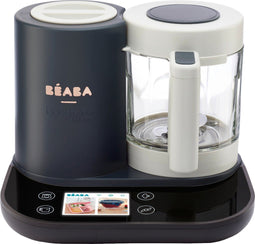 Béaba Babycook Smart® - 4-in-1 Stoomkoker & Blender - Geïntegreerde Weegschaal, Touchscreen & Recepten - Glazen Kom - Donkerblauw - Babyvoeding bereider