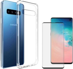 iMoshion Hoesje met screenprotector Geschikt voor Samsung Galaxy S10 Hoesje met screenprotector - iMoshion Anti-Shock Backcover + Premium - Transparant