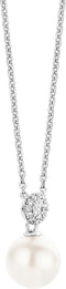 TI SENTO Dames Ketting - 925 zilver - Wit parel - Maat 42 - 3854PW