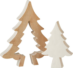 J-Line decoratie Kerstboom Puzzle - hout - wit - large