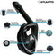 Atlantis Snorkelmasker - Full Face Masker - 180° zicht - Zwart - S/M