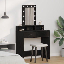 vidaXL - Zwarte - Eiken - Kaptafel - met - LED - Verlichting - - - 79x41x140 - cm