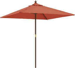 vidaXL - Parasol - met - houten - paal - 198x198x231 - cm - terracottakleurig
