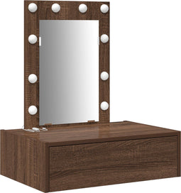 vidaXL - Wandkaptafel - met - LED-verlichting - in - Bruin - Eiken