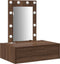 vidaXL - Wandkaptafel - met - LED-verlichting - in - Bruin - Eiken