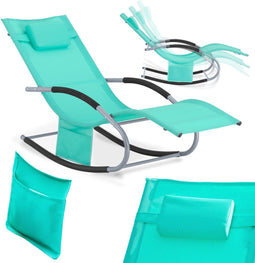 SoBuy OGS28-TB - Tuinstoel - Schommelstoel met afneembaar kussen - Lichtblauw