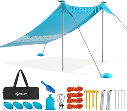 VILLEY VY133073A - Strandtent - Draagbaar UPF50+ zonnescherm 2,4m x 2m - Blauw