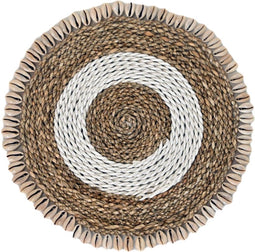 Placemat rond set van 6 - ø30 - Naturel/wit - zeegras/schelp