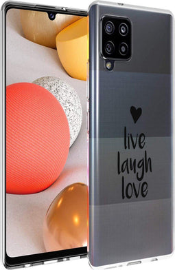 iMoshion Hoesje Geschikt voor Samsung Galaxy A42 Hoesje Siliconen - iMoshion Design hoesje - Transparant / Zwart / Live Laugh Love