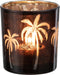 J-Line theelichthouder Palmboom - glas - bruin - small - 6 stuks