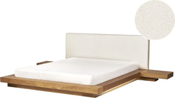 ZEN - Tweepersoonsbed met LED - Lichthout - 160 x 200 cm - Bouclé