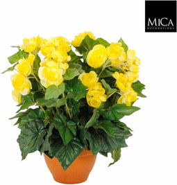 Mica Decorations Begonia Kunstplant in Pot - H37 x Ø35 - Geel