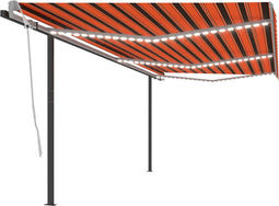 vidaXL - Luifel - automatisch - met - LED - en - windsensor - 6x3 - m - oranje - en - bruin