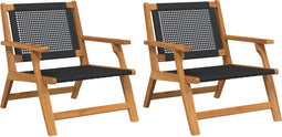 vidaXL - Ligbedden - 2 - stuks - Zwart - 76x67x73,5 - cm - Massief - Acaciahout