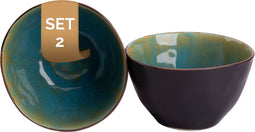 Palmer Schaal Lotus 15 cm 1 l Turquoise Stoneware 2 stuks