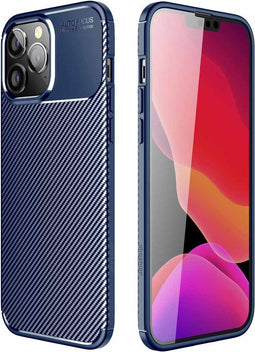iMoshion Hoesje Geschikt voor iPhone 14 Pro Max Hoesje Siliconen - iMoshion Carbon Softcase Backcover - Blauw