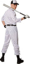 Dressforfun Herenkostuum baseball L - Verkleedkleding - Gestreept bovenstuk met baseball-applicatie - Zwart