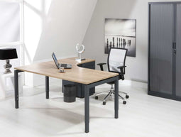 Hoogte verstelbaar wingbureau 4-poot Kubus breed 180CM diep 120CM bladkleur Speciale Kleur framekleur Wit (RAL9010) wingzijde Rechts