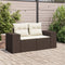 vidaXL - Tuinbank - 2-zits - met - kussens - poly - rattan - bruin