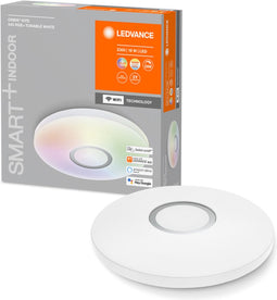 LEDVANCE Slimme led-wand- en plafondlamp voor binnen met wifi-technologie, lichtkleur veranderbaar (3-K-65-K), RGB-kleuren veranderbaar, wit, 34-mm, compatibel met Google en Alexa, SMART+ ORBIS KITE RGBW