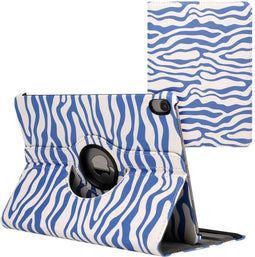 imoshion Tablet Hoes - Geschikt voor iPad Air 5 (2022) / Air 4 (2020) - 360° Draaibare Design Bookcase 2.0 - White Blue Stripes